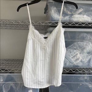 Abercrombie & Fitch White Pinstripe Lace Tank Top